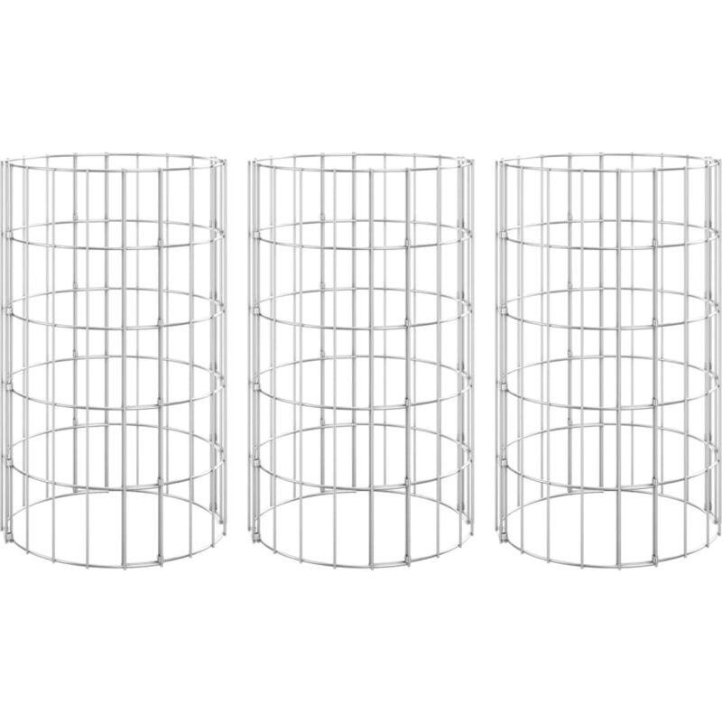 Vidaxl - Lit surélevé à gabion circulaire 3 pcs Acier galvanisé Ø30x50cm