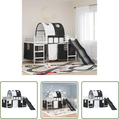 vidaXL Litera infantil -  Estructura de litera para niños y Negro 100 x 200 cm Metal