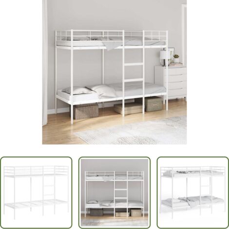 vidaXL Litera para invitados - Litera sin colchón acero blanco 75x190 cm