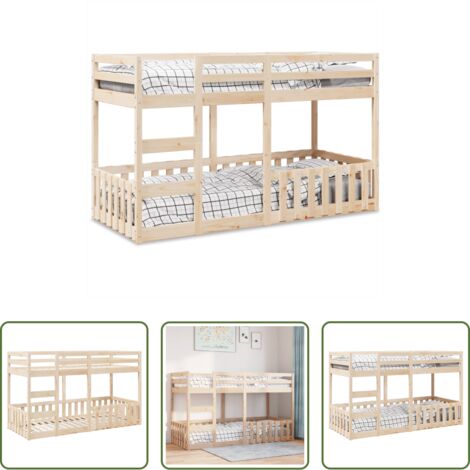 vidaXL Litera para niños -  Litera de madera maciza de pino 90x200 cm