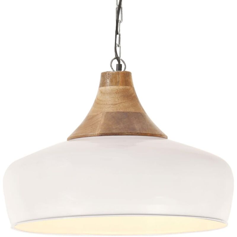 

vidaXL Lámpara colgante industrial hierro blanco y madera 35 cm E27 - Blanco
