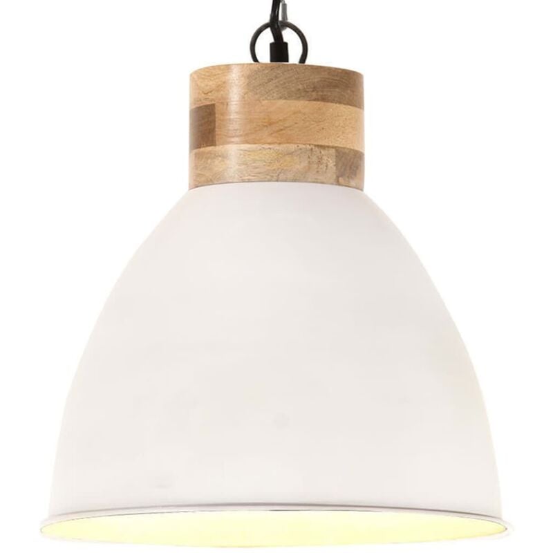 

vidaXL Lámpara colgante industrial hierro blanco y madera 46 cm E27 - Blanco
