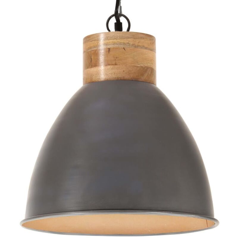 

vidaXL Lámpara colgante industrial hierro gris y madera 46 cm E27 - Gris