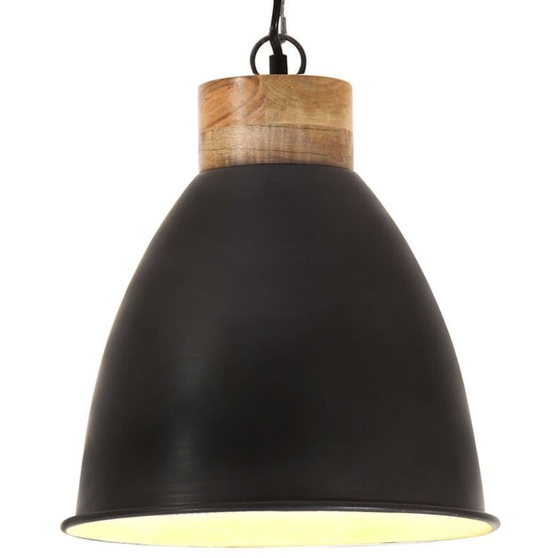 

vidaXL Lámpara colgante industrial hierro negro y madera 35 cm E27 - Negro