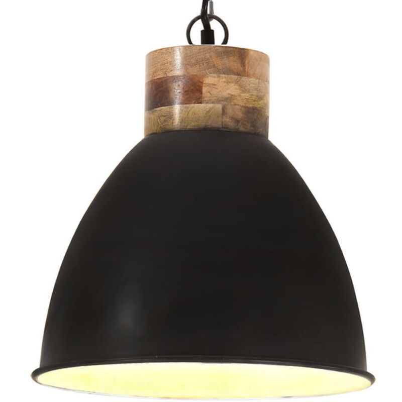 

vidaXL Lámpara colgante industrial hierro negro y madera 46 cm E27 - Negro