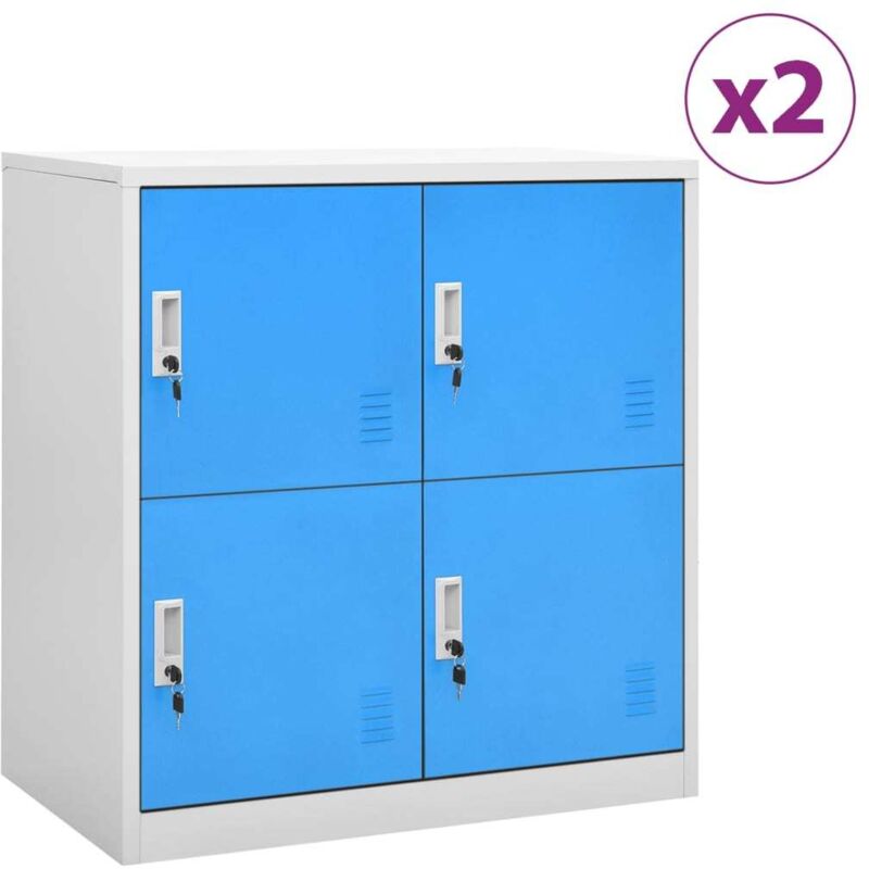 Locker Cabinets 2 pcs Light Grey and Blue 90x45x92.5 cm Steel vidaXL