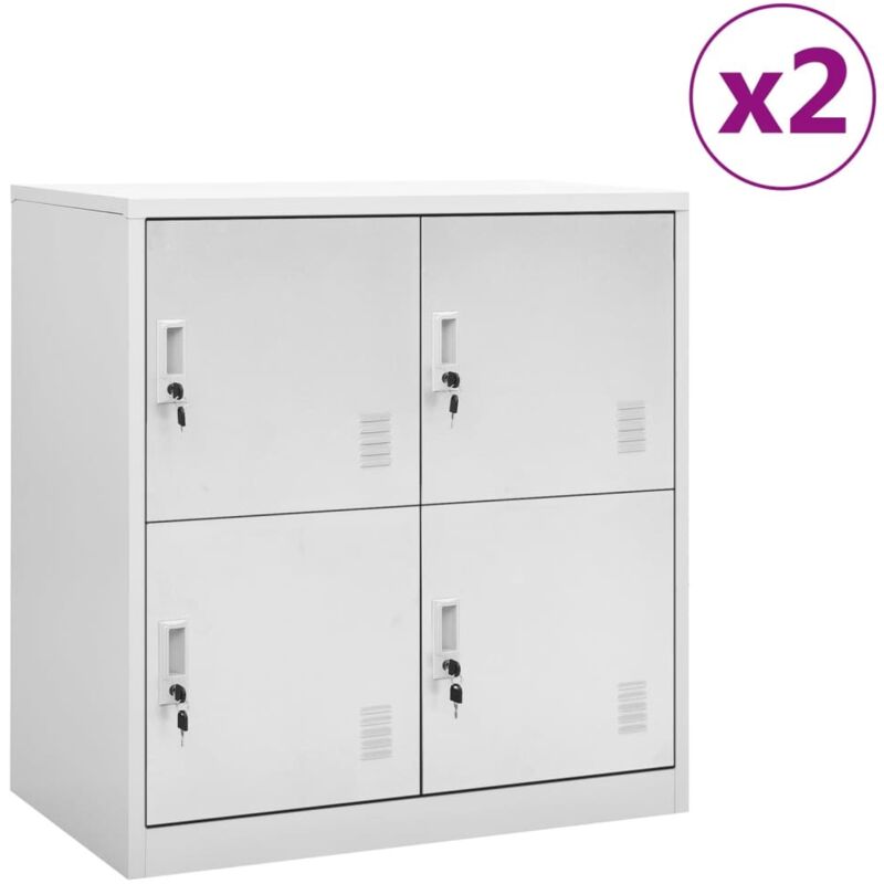 Vidaxl Locker Cabinets 2 Pcs Light Grey 90X45X92.5 Cm Steel, Grey