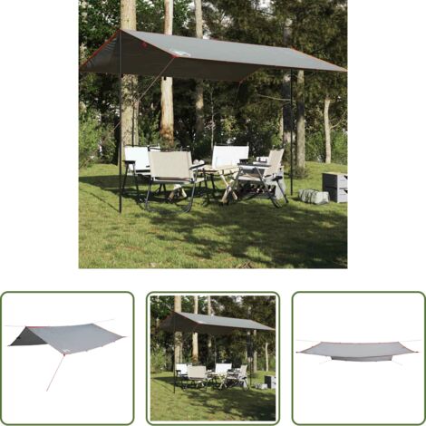 vidaXL Lona impermeable -  Lona de camping impermeable gris y naranja 400x294 cm