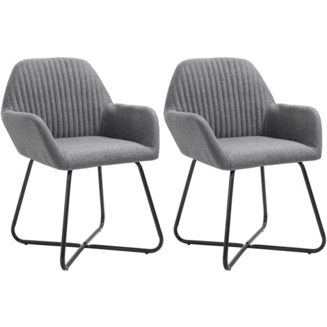 Vidaxl – Lot de 2 chaises scandinaves – Chaises de salle à manger en tissu gris foncé – Pieds en acier – Confort optimal – Dimensions 61x61x84cm