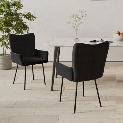 Vidaxl – Lot de 2 chaises scandinaves en velours noir – Cadre robuste en métal – Dossier rembourré pour confort optimal – Dimensions 55x57x81,5 cm