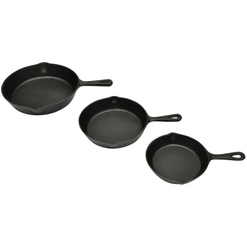 Lot de 3 poêles en fonte Vidaxl