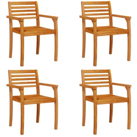 Vidaxl – Lot de 4 chaises de jardin en bois d'acacia massif 59x55x85 cm – Accoudoirs et dossier pour confort – Charge max 110 kg