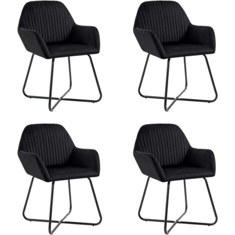 Vidaxl – Lot de 4 chaises scandinaves en velours noir – Confort ergonomique – Pieds en acier enduit de poudre – Dimensions 61x61x84cm