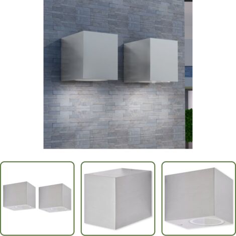 vidaXL Luce da esterno -  Luce da Parete per Esterno a Cubo 2 pz