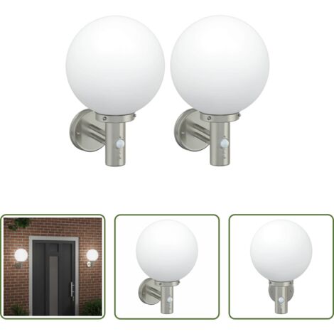 vidaXL Luce da parete -  Lampada da Parete Esterna 2 pcs Argento 28 x 25 x 38 cm