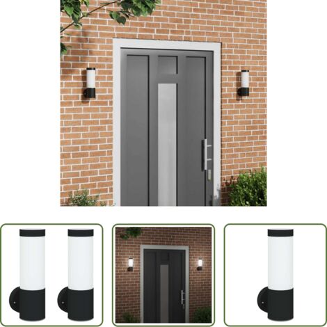 vidaXL Luce da parete -  Lampada da Parete Esterna 2 pcs Nero 12 x 8,5 x 27 cm