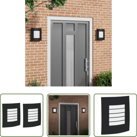 vidaXL Luce da parete -  Lampada da Parete Esterna 2 pcs Nero 23.5 x 9 x 26 cm