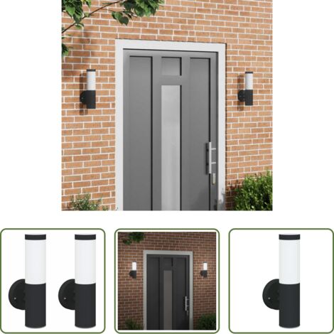 vidaXL Luce da parete per esterni -  Lampada da Parete Esterna 2 pcs Nero 15 x 7,5 x 33 cm