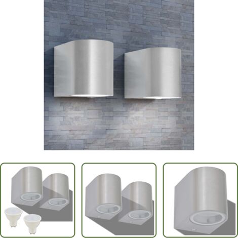 vidaXL Luce da parete per esterno -  Applique LED 2pz Rotonde da Parete per Esterno Proiezione Basso