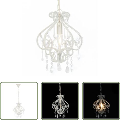 vidaXL Luce fredda -  Lampadario con Perle Bianco Rotondo E14