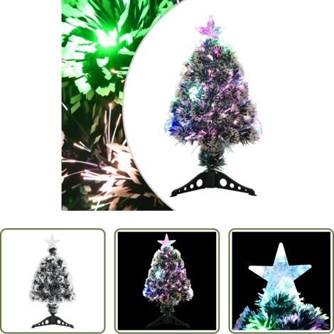 vidaXL Luces de fibra óptica -  Árbol de Navidad con luces fibra óptica verde y blanco 64 cm