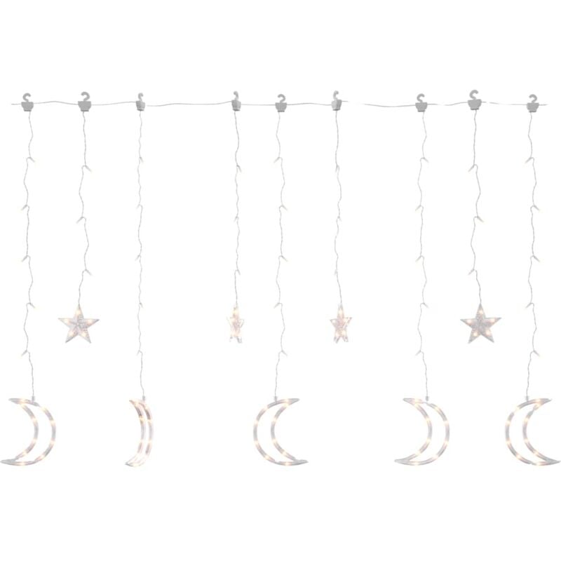 

Luces de hadas estrellas y lunas 138 LED blanco cálido - Blanco - Vidaxl