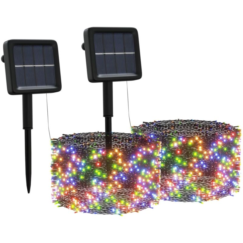 

vidaXL Luces de hadas solares 2 uds 2x200 LED colorido - Negro