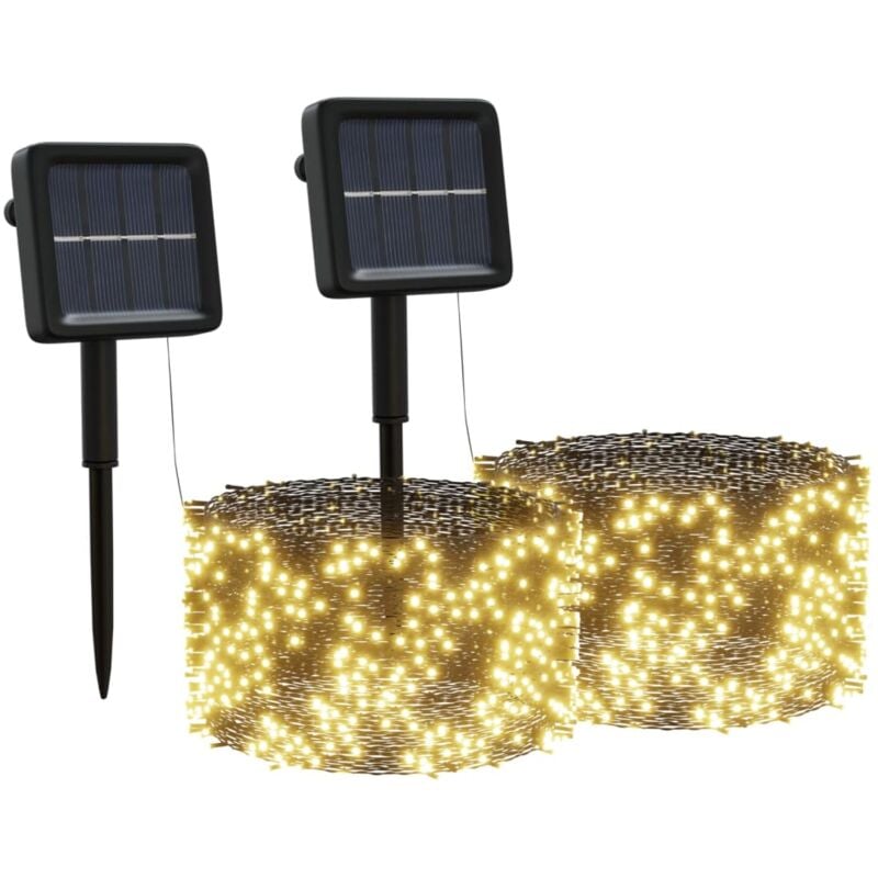 

Luces de hadas solares 2 uds 2x200 LED blanco cálido - Blanco - Vidaxl