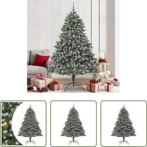 vidaXL Luces LED -  Árbol de Navidad artificial Verde 210 cm PVC, Plástico y Acero