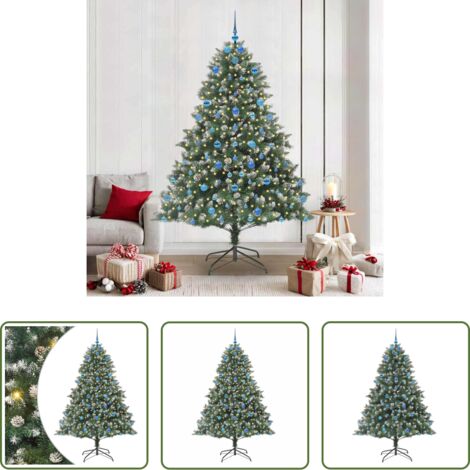 vidaXL Luces LED -  Árbol de Navidad artificial Verde 210 cm PVC, Plástico y Acero