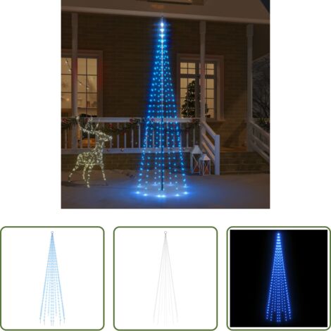 vidaXL Luces LED -  Árbol de Navidad en asta de bandera 310 LED azul 300 cm