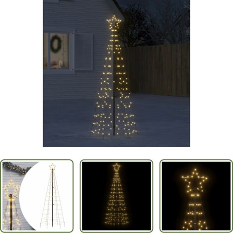 vidaXL Luces LED -  Árbol de Navidad LED con estacas 220 LEDs blanco cálido 180 cm