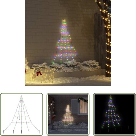 vidaXL Luces LED -  Árbol de Navidad LED con estacas de tierra Multicolor 182 cm