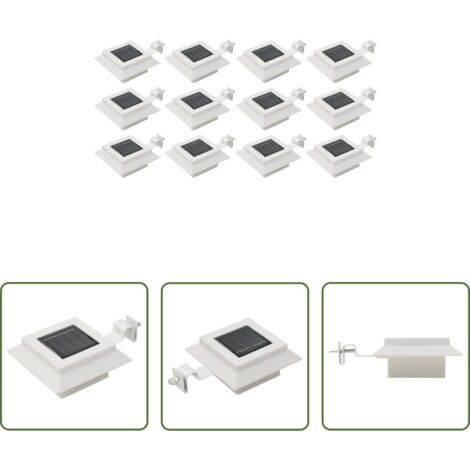 vidaXL Luces LED -  Lámparas solares cuadradas de exterior blancas 12 uds LED 12 cm
