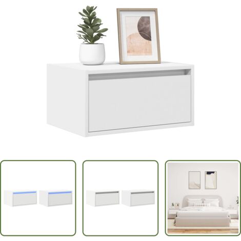 vidaXL Luces LED -  Mesitas de noche de pared con luces LED 2 unidades blanco