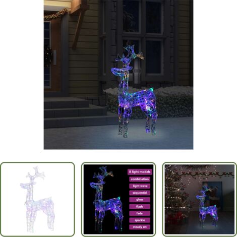 vidaXL Luces LED -  Reno de Navidad 90 LEDs acrílico 60x16x100 cm