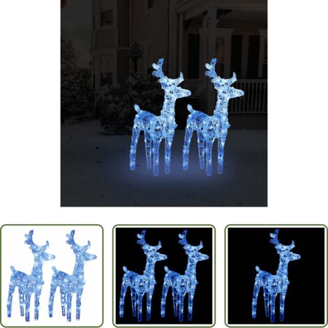vidaXL Luces LED - Renos de Navidad 2 unidades 80 LED acrílico azul