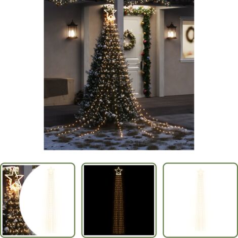 vidaXL Luces para árbol -  Luces para árbol de Navidad 320 LEDs blanco cálido 375 cm