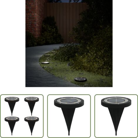 vidaXL Luces solares con piquetas -  Luces solares suelo jardín con picos tierra blanco cálido 4 uds