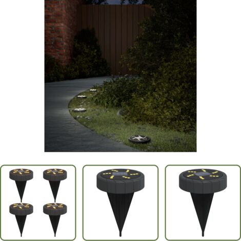 vidaXL Luces solares para patio -  Luces solares suelo jardín con picos tierra blanco cálido 4 uds