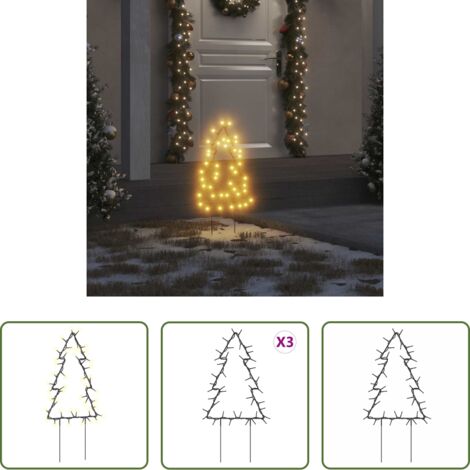vidaXL Luci a LED -  Decorazioni Luminose Natalizie Picchetti 3pz Albero 50LED 30cm