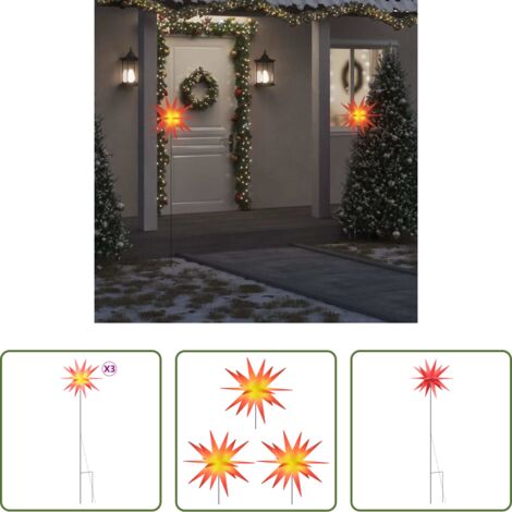 vidaXL Luci a LED -  Luci di Natale con Picchi e LED 3 pz Pieghevoli Rosse 57 cm