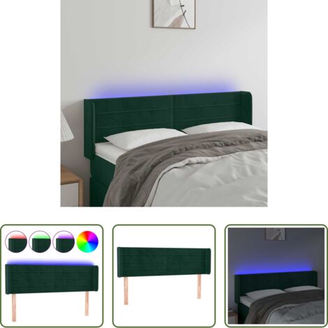 vidaXL Luci LED per camera da letto -  Testiera a LED Verde Scuro 147x16x78/88 cm in Velluto