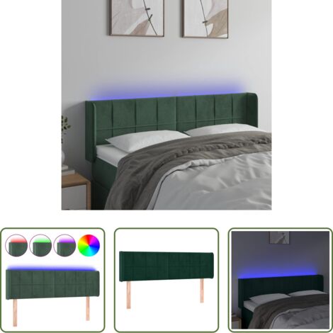 vidaXL Luci LED per camera da letto -  Testiera a LED Verde Scuro 147x16x78/88 cm in Velluto