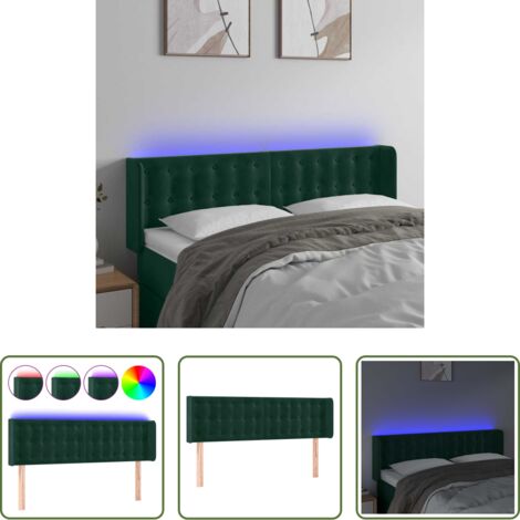 vidaXL Luci LED per camera da letto -  Testiera a LED Verde Scuro 147x16x78/88 cm in Velluto