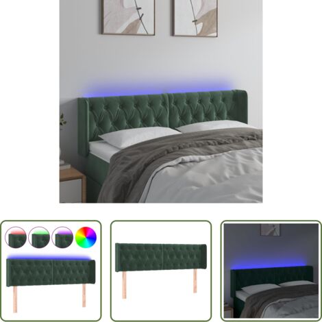 vidaXL Luci LED per camera da letto -  Testiera a LED Verde Scuro 147x16x78/88 cm in Velluto