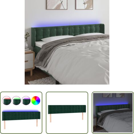 vidaXL Luci LED per camera da letto -  Testiera a LED Verde Scuro 163x16x78/88 cm in Velluto