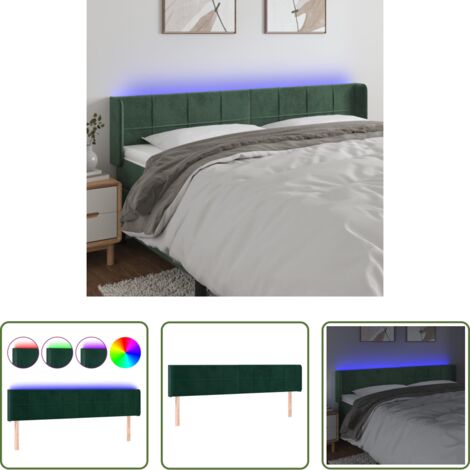 vidaXL Luci LED per camera da letto -  Testiera a LED Verde Scuro 183x16x78/88 cm in Velluto