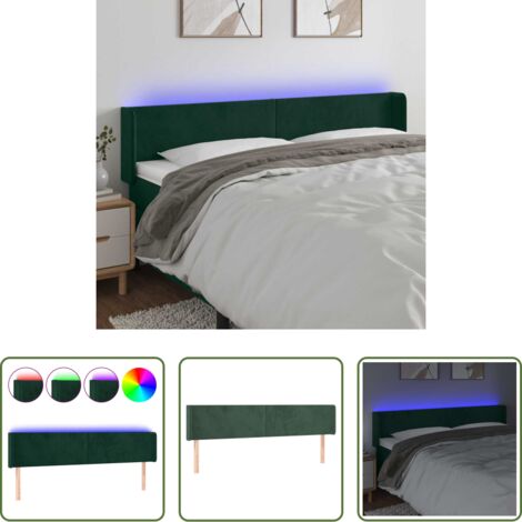 vidaXL Luci LED per camera da letto -  Testiera a LED Verde Scuro 183x16x78/88 cm in Velluto