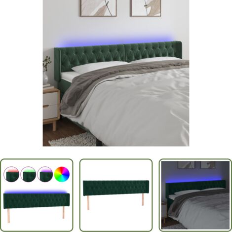 vidaXL Luci LED per camera da letto -  Testiera a LED Verde Scuro 183x16x78/88 cm in Velluto